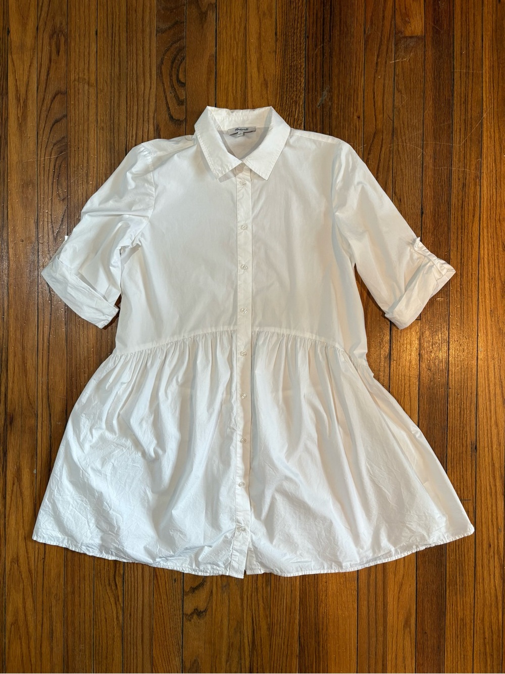 Madewell Button-Front Mini Shirtdress in Poplin - Size Small